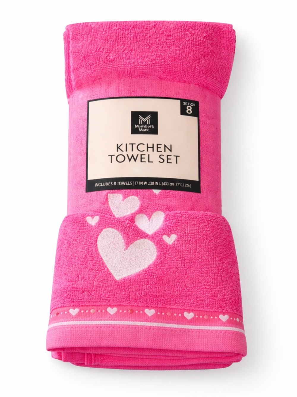 Member's Mark Pink Heart Kitchen Towel Set